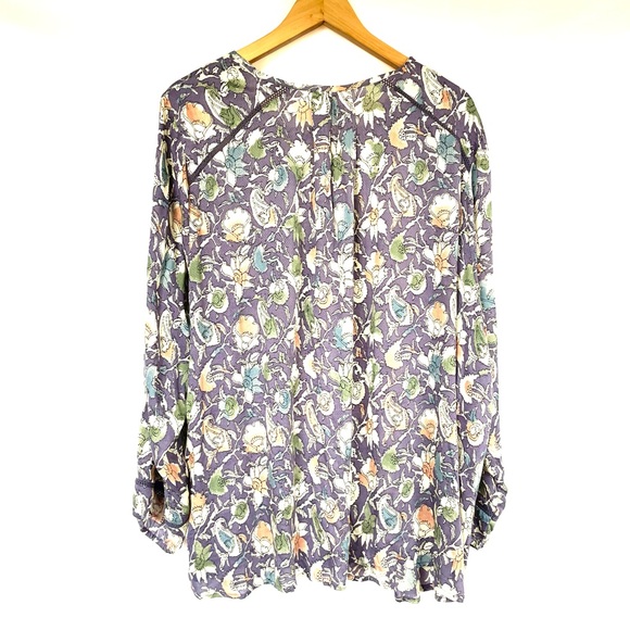 Lucky Brand Blouse Long Sleeve Floral Purple Lavender 3x Career Top - Picture 3 of 10